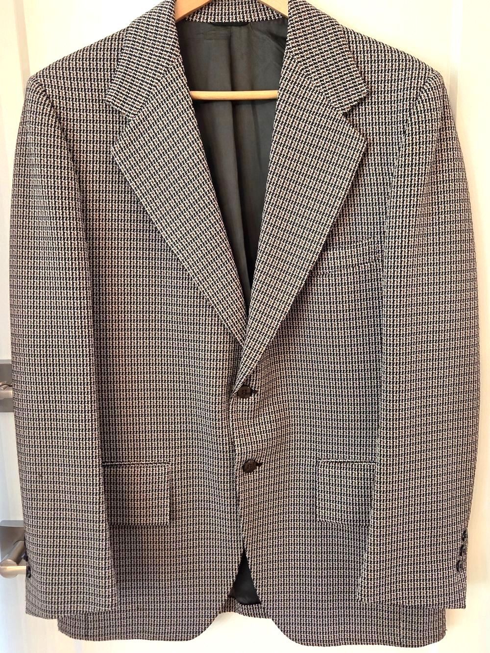Vintage Rough Rider Brown Cream Micro Houndstooth Blazer 40 Sport Coat